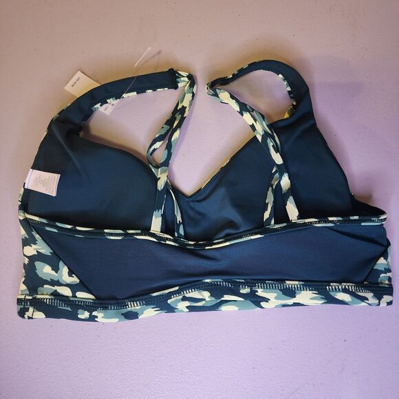 Aerie Sports Bra Womens Medium Green Yellow Cheetah Print (34C, 36A, 34G) - Picture 2 of 8